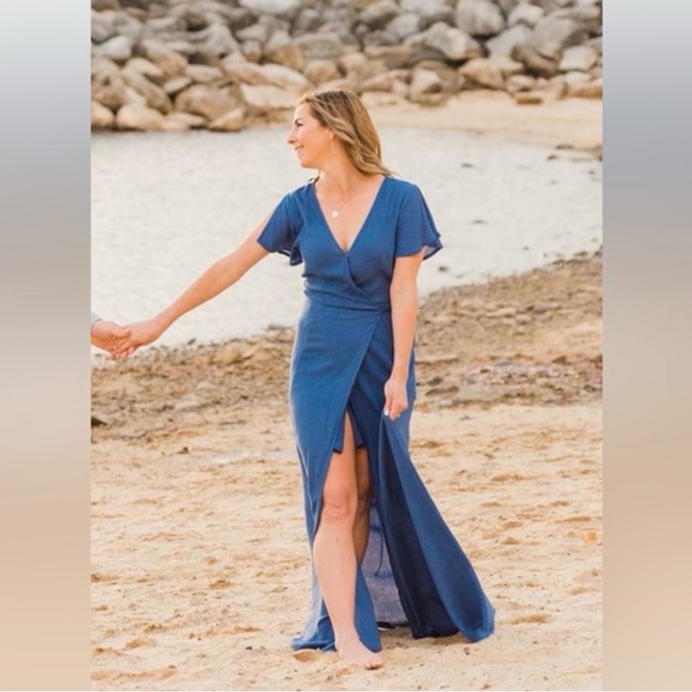 Lulu’s Blue Wrap Maxi Dress